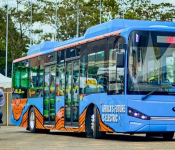 a blue roam rapid mass transit bus